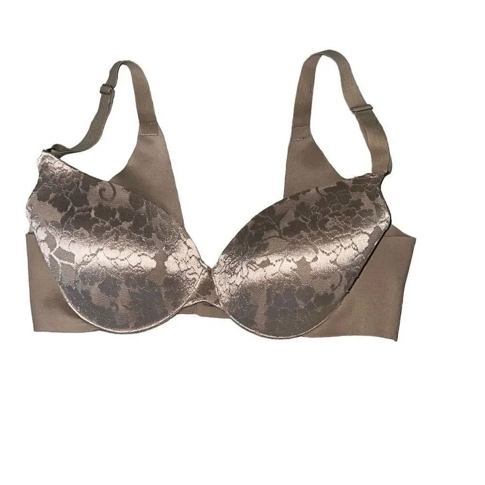 Soma Vanishing Back Full Coverage Lace Bra Nude Tan Natural Underwire Sz 36B